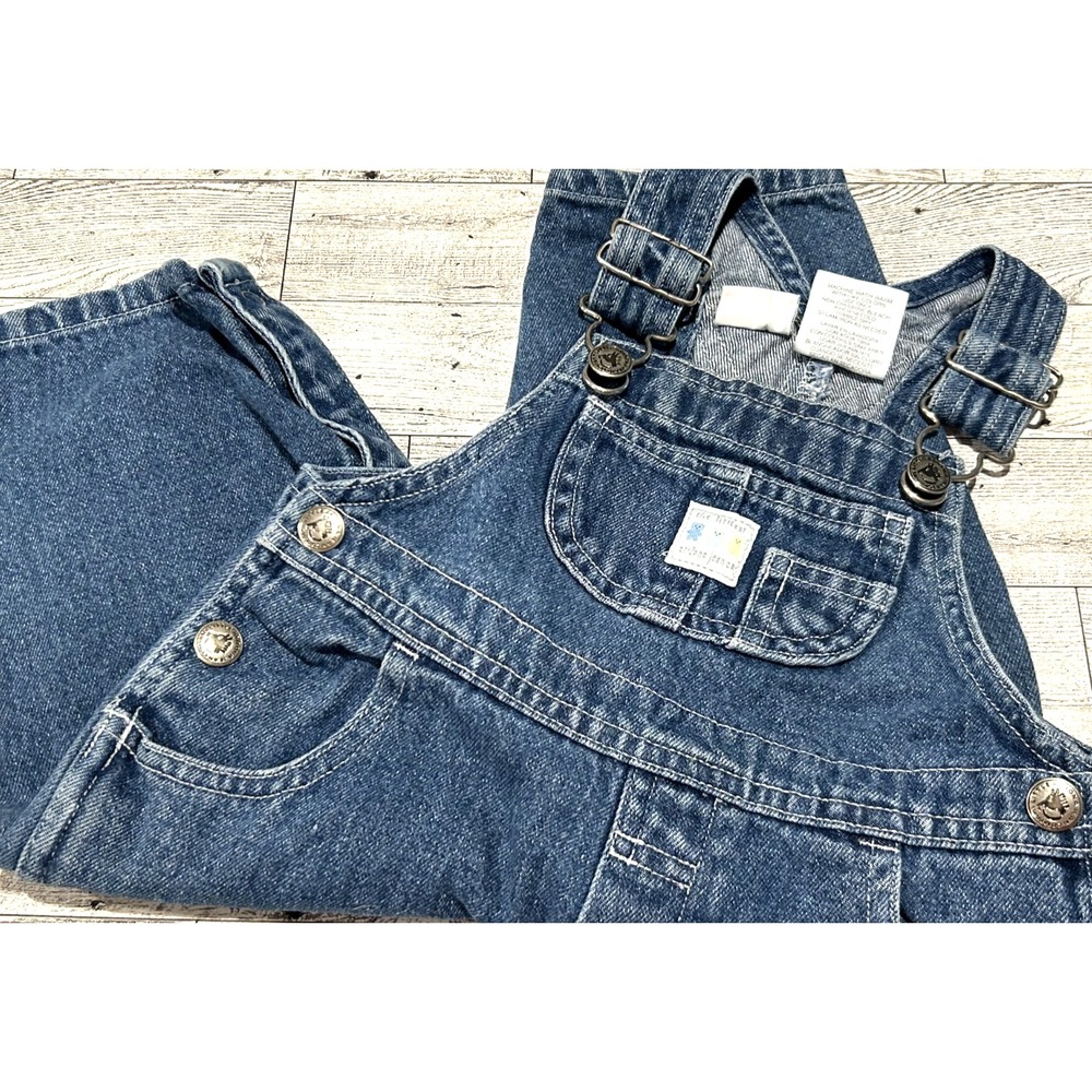 Vintage Little Arizona Jean Company 6-9 Months Blue Cotton Denim Overalls Snaps